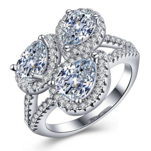 925 Silver Water Drop Shape White Sapphire - Picture 2 of 4